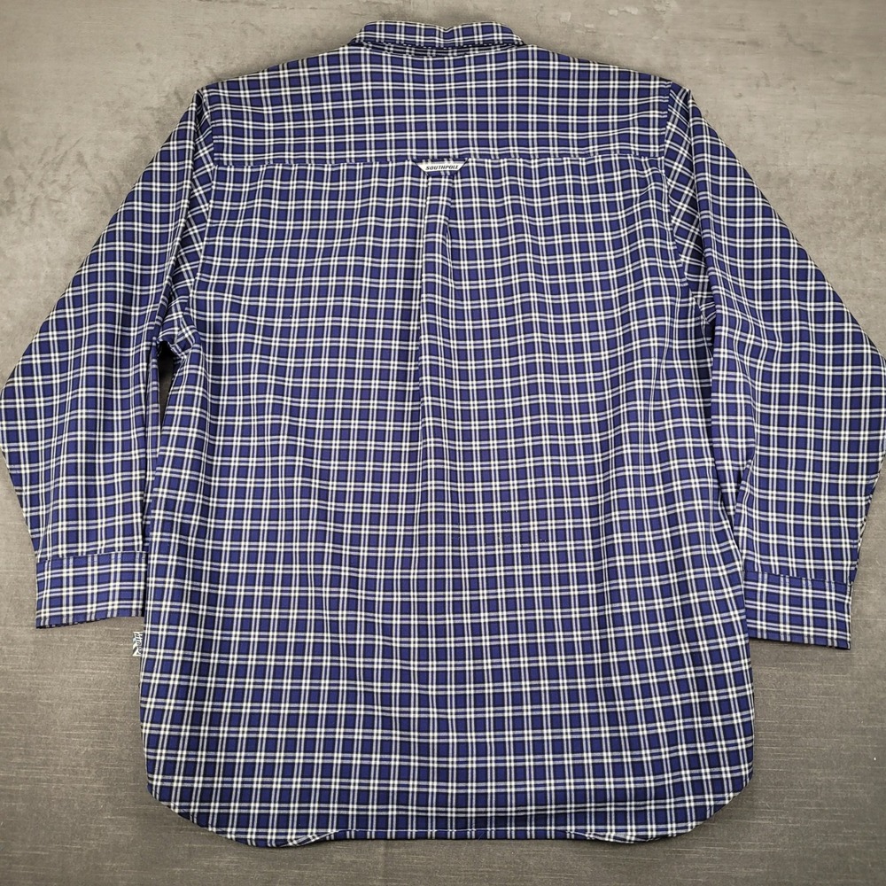 South Pole Y2K Plaid Shirt Long Sleeve‎ Button Up Pocket Front XL Grunge - Picture 15 of 16